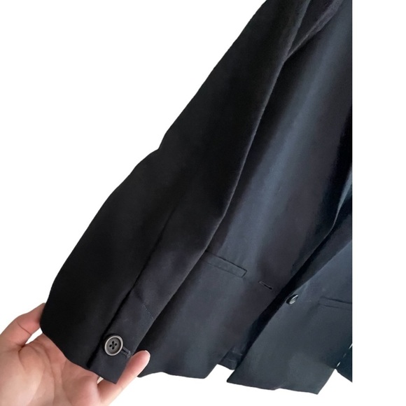 Garnet Hill Blue 100% Wool One button Blazer Jacket NWOT size 0 Oversized - Picture 3 of 8